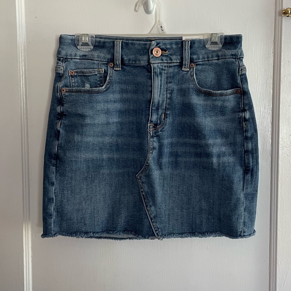 AE High-Rise Curvy Mini Denim Skirt - 10 Long